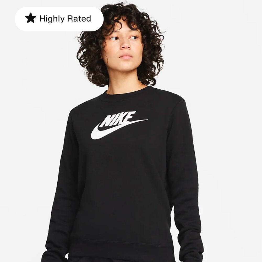 EUC Large Nike Sportswear Club Fleece Women's Logo Crew-Neck Sweatshirt Black
